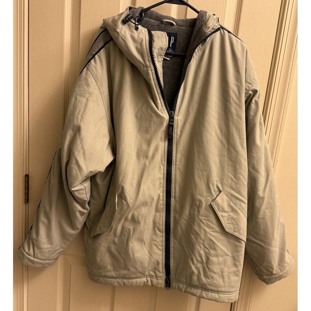 Vintage‎ Gap Coat Heavy Green Blue Size Large Hooded Double Layered